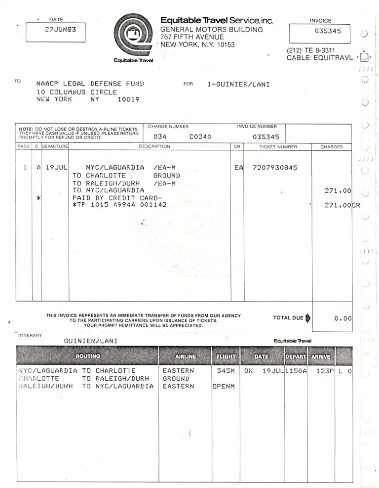 Guinier Travel Invoice preview