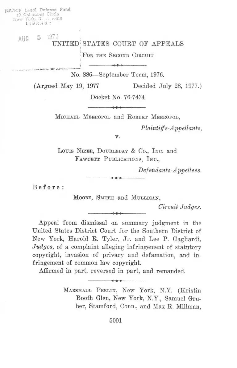 Meeropol v. Nizer Court Opinion preview