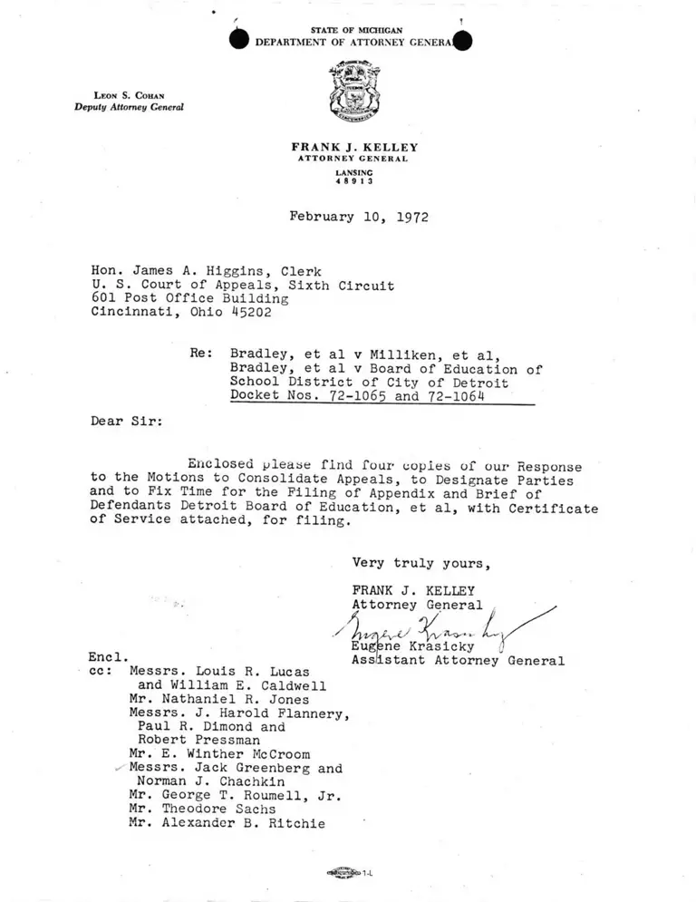 Correspondence from Kelley to Clerk preview
