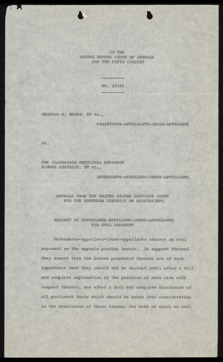 Request by Defendants-Appellees-Cross-Appellants for Oral Argument preview