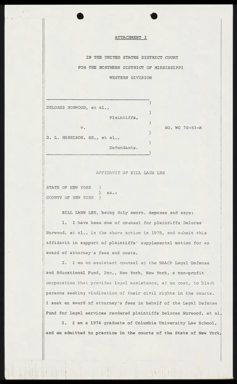 Affidavit of Bill Lann Lee preview