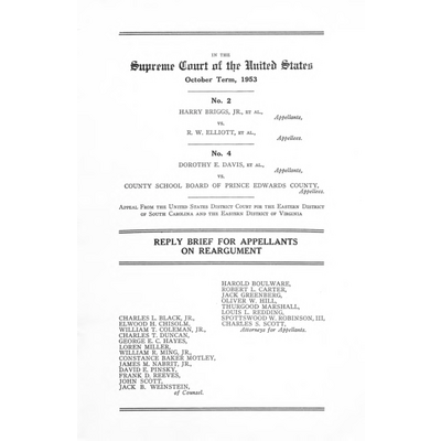 Briggs v. Elliot Reply Brief for Appellants on Reargument preview