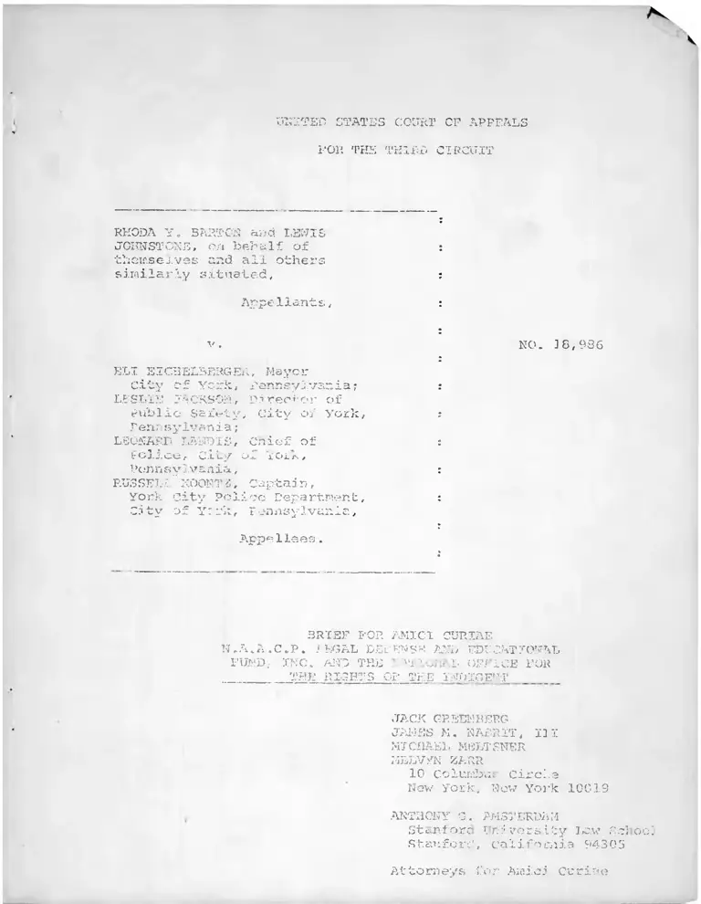 Barton v. Eichelberger Brief for Amici Curiae NAACP Legal Defense & Educational Fund and the National Office for the Rights of the Indigent preview
