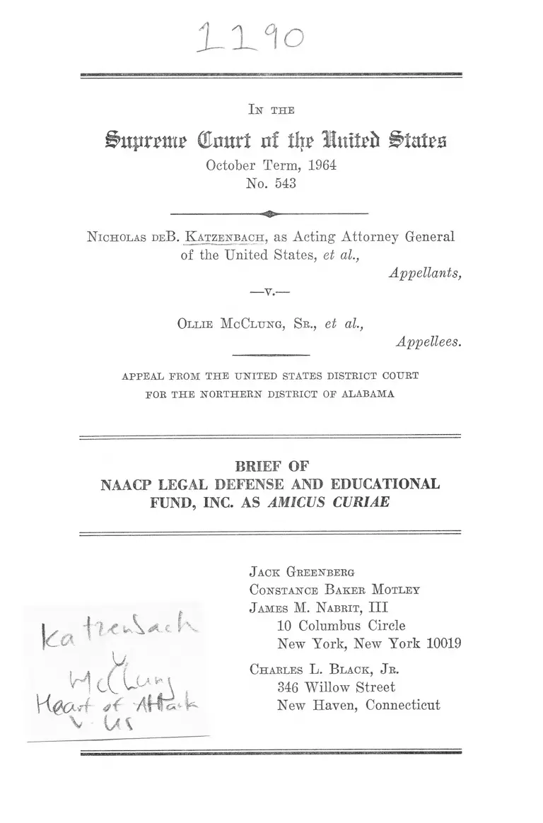Katzenbach v. McClung Brief Amicus Curiae preview