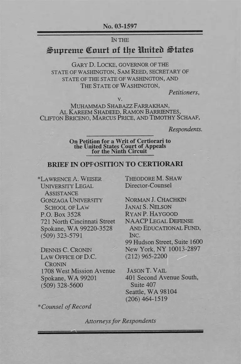 The State of Washington v. Muhammad Shabazz Farrakhan Brief in Opposition to Certiorari preview