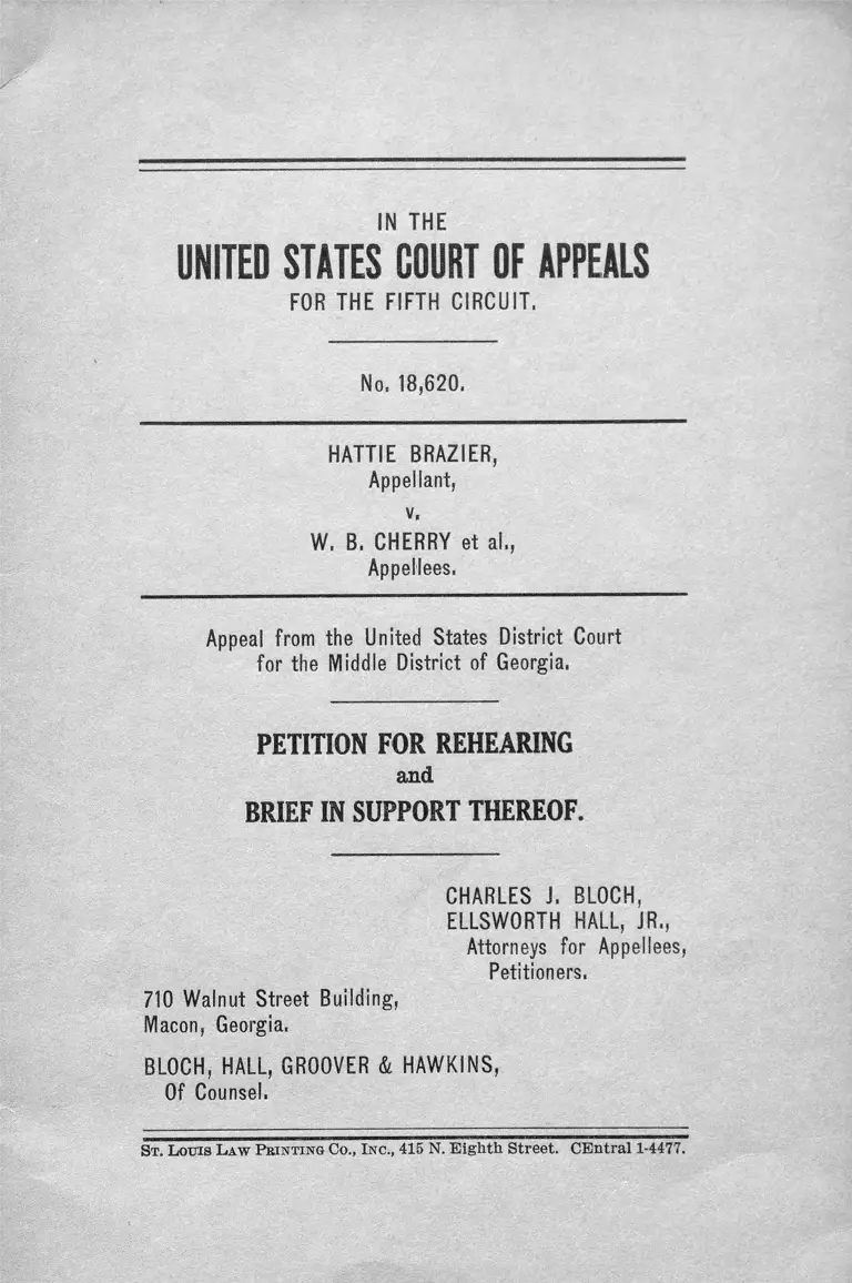 Brazier v. Cherry Petition for Rehearing and Brief in Support Thereof preview
