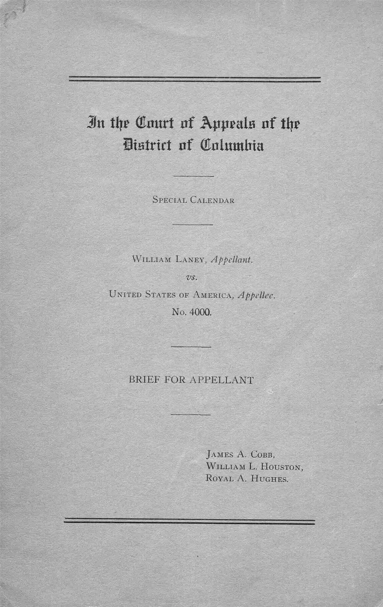 Laney v. United States Brief for Appellant preview