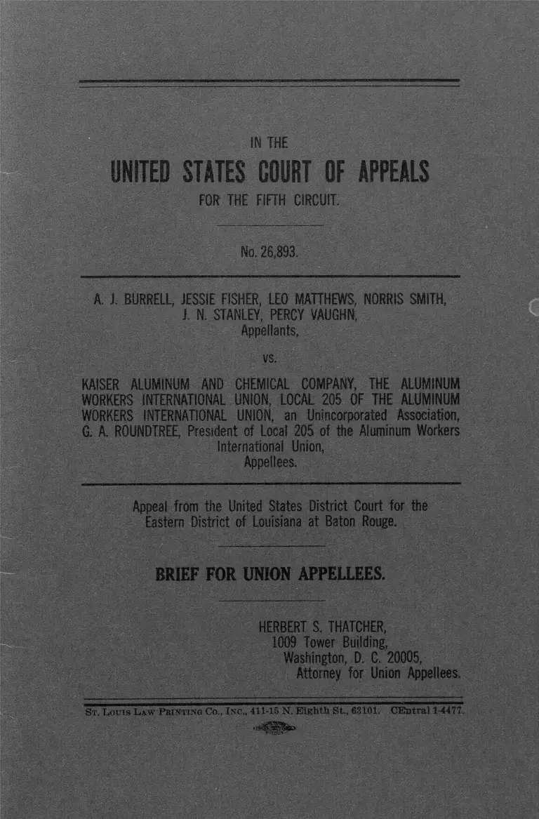 Burrell v Kaiser Aluminum and Chemical Company Brief for Union Appellees preview
