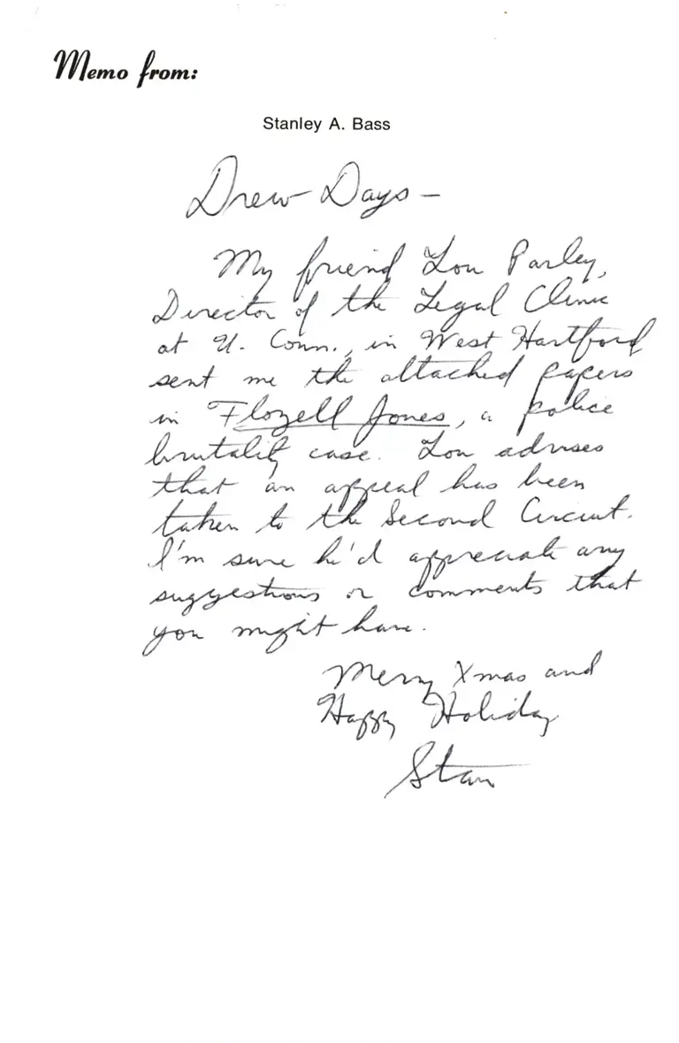 Memo and attached case files from Bass to Days RE: Jones v. Marshall preview