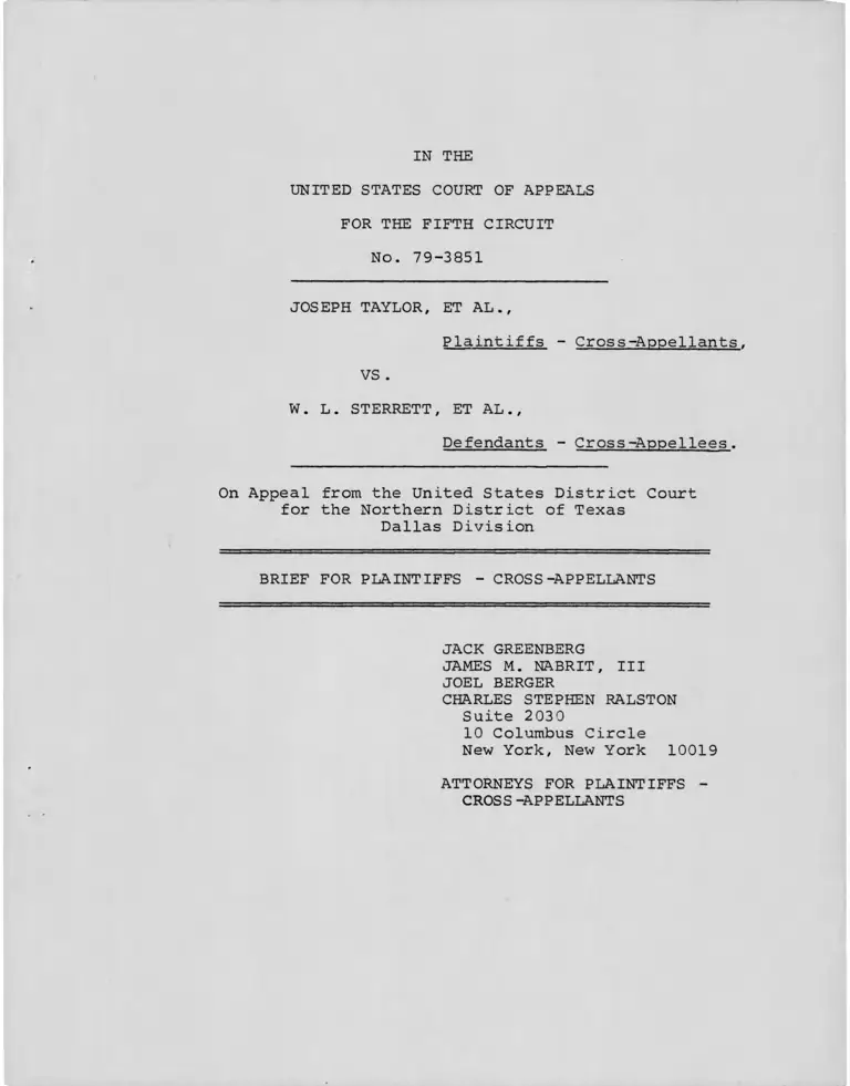 Taylor v. W.L. Sterrett Reply Brief for Plaintiffs-Cross-Appellants preview