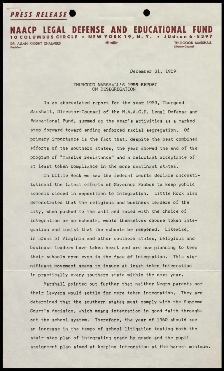 Thurgood Marshall's 1959 Report on Desegregation preview