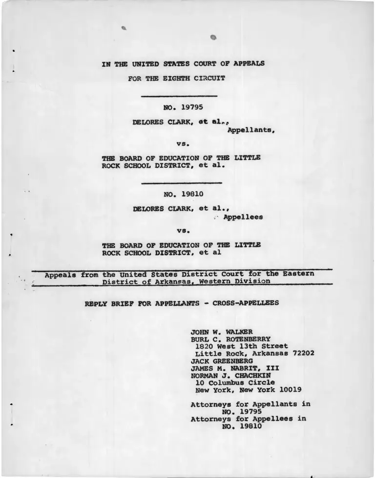 Clark v. Little Rock Board of Education Reply Brief for Appellants - Cross-Appellees preview