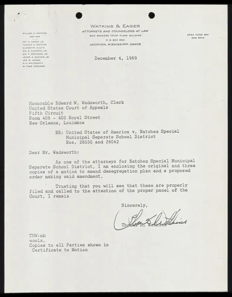 Motion of Natchez Special Municipal Separate School District to Amend Desegregation Plan; Order preview