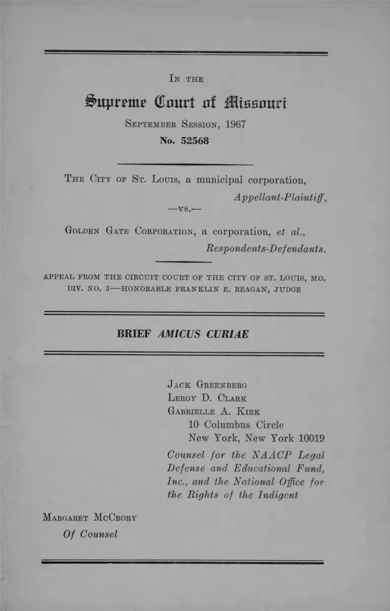 St. Louis City v Golden Gate Corp Brief Amici Curiae preview