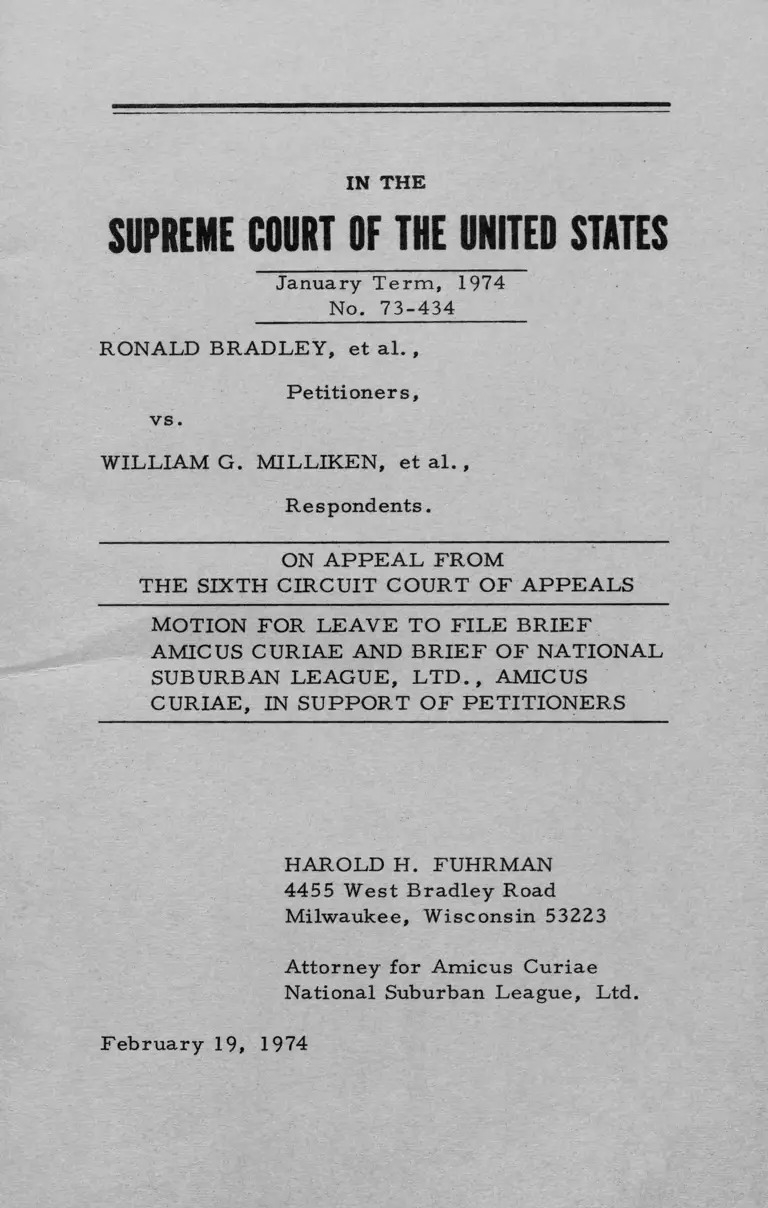 Motion for Leave to File Brief Amicus Curiae and Brief for National Suburban League preview