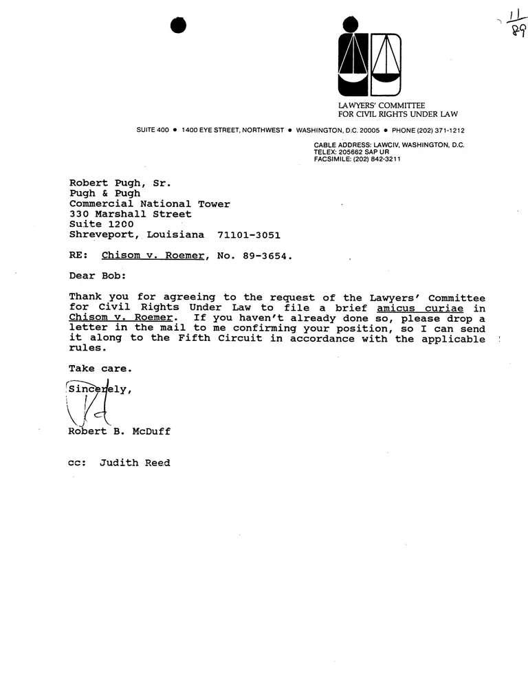 Correspondence from McDuff to Pugh preview