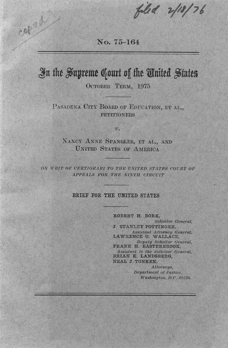 Pasadena City Board of Education v. Spangler Brief for the United States preview