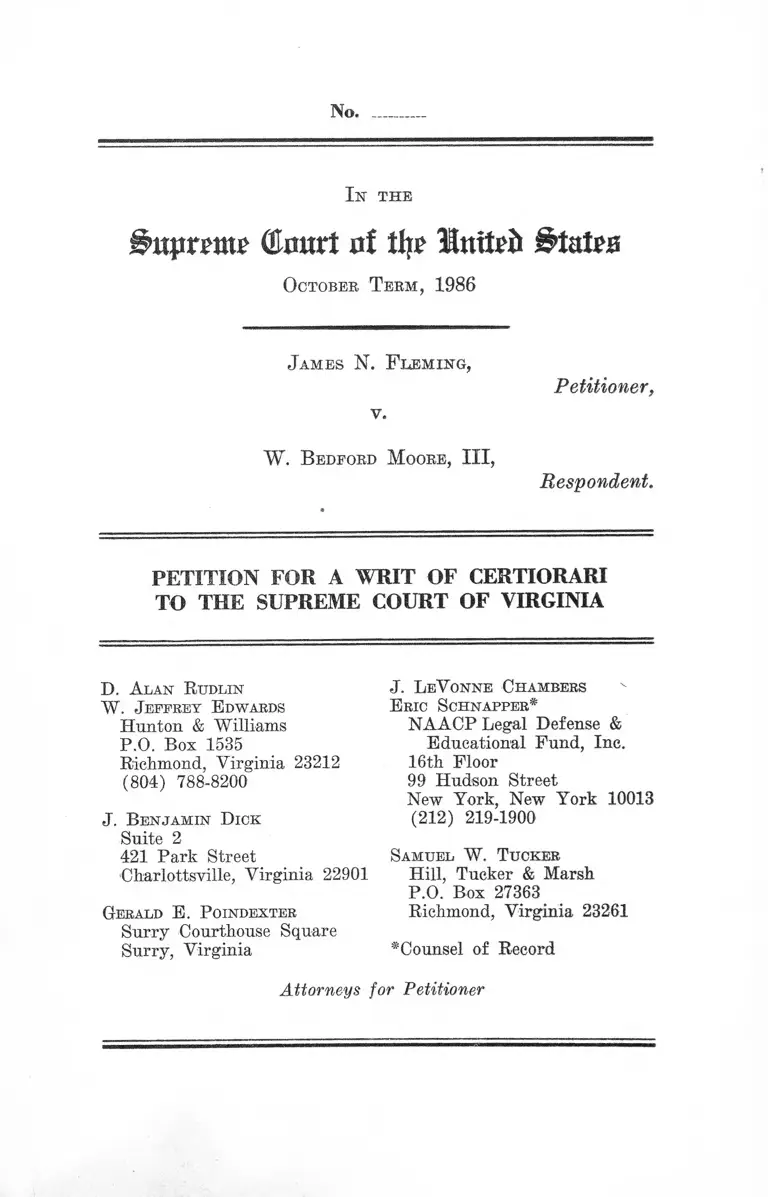 Fleming v. Moore Petition for a Writ of Certiorari to the Supreme Court of Virginia preview