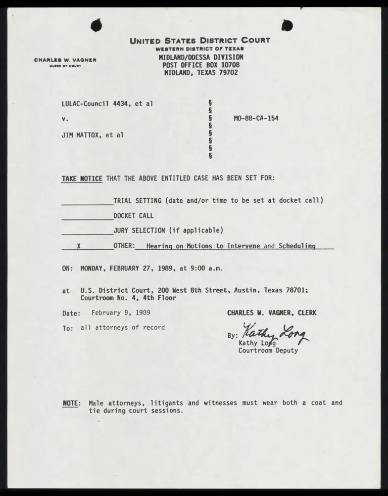 Notice of Hearing on Motions to Intervene and Scheduling preview