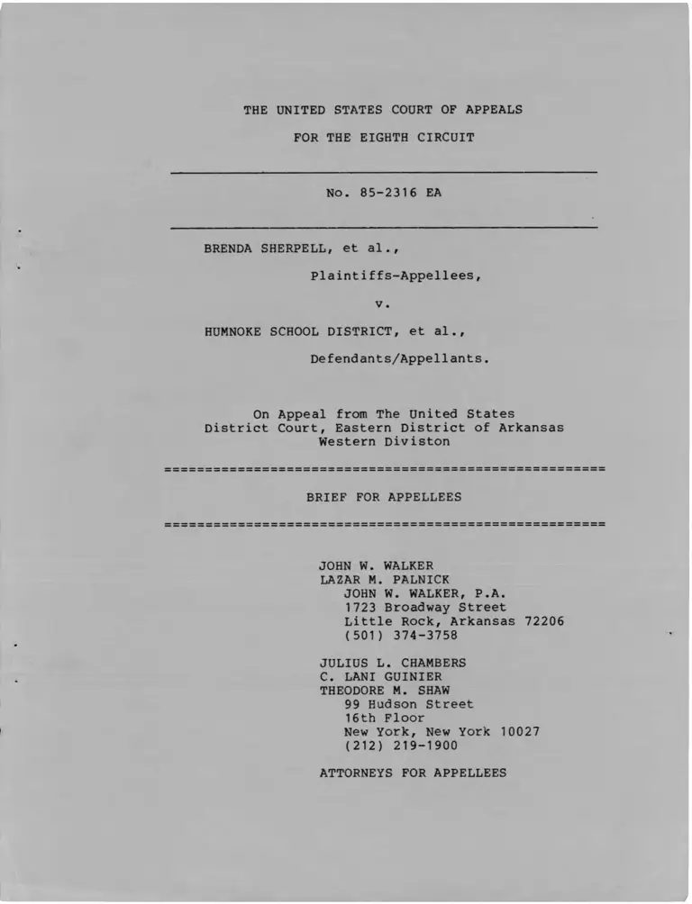 Sherpell v Humnoke School District Brief for Appellees preview