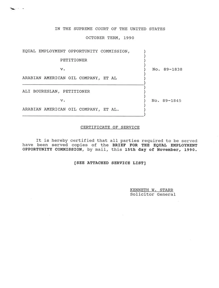 Equal Employment Opportunity Commission v. Arabian American Oil Company Brief for the Equal Employment Opportunity Commission preview