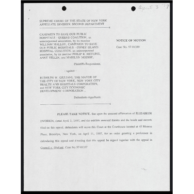 Notice of Motion; Affirmation in Support preview