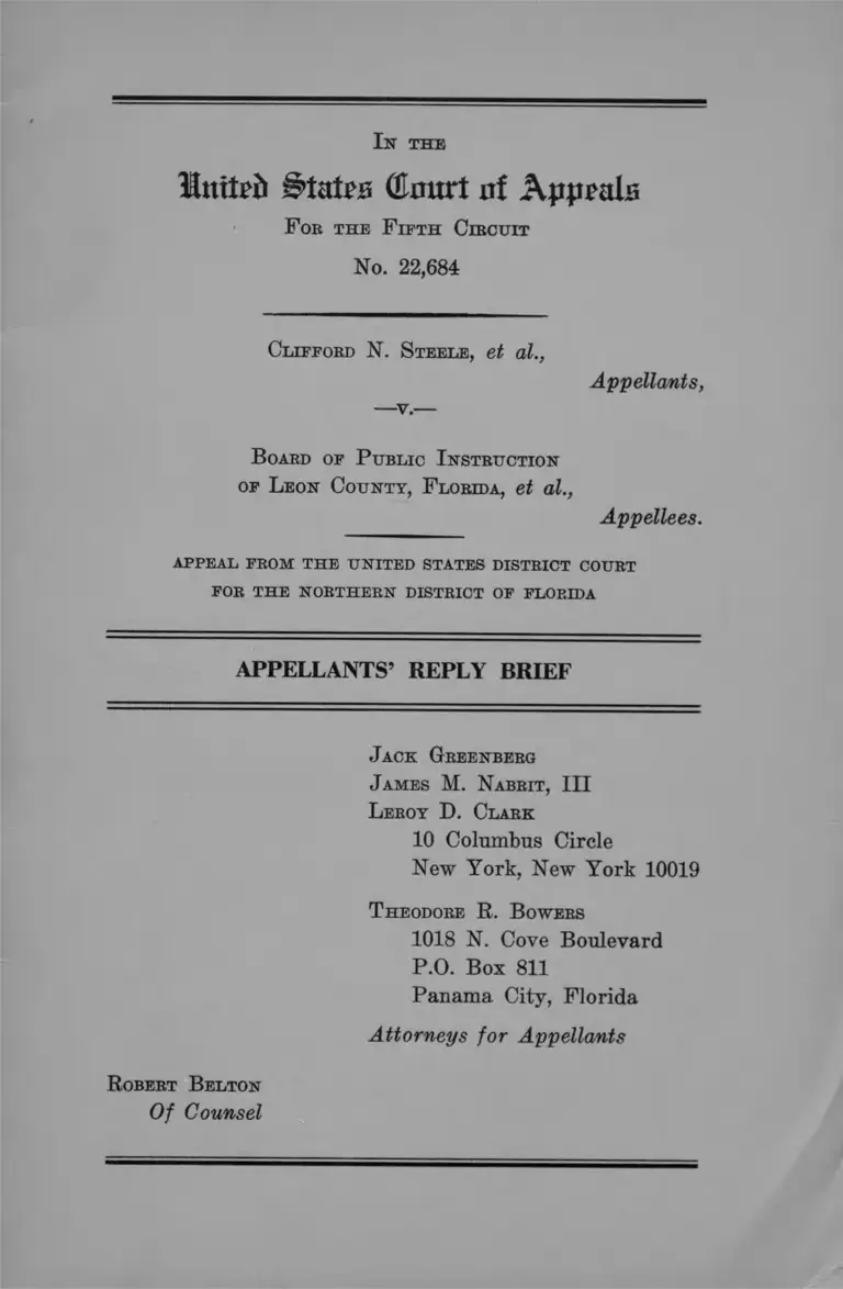 Steele v. Board of Public Instruction of Leon County Florida Appellants' Reply Brief preview