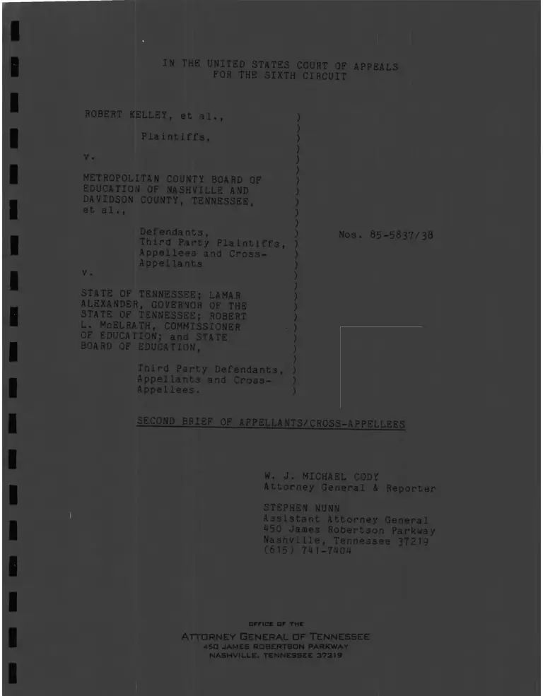 Kelley v. Metropolitan County Board of Education of Nashville and Davidson County, TN Second Brief of Appellant/Cross-Appellees preview