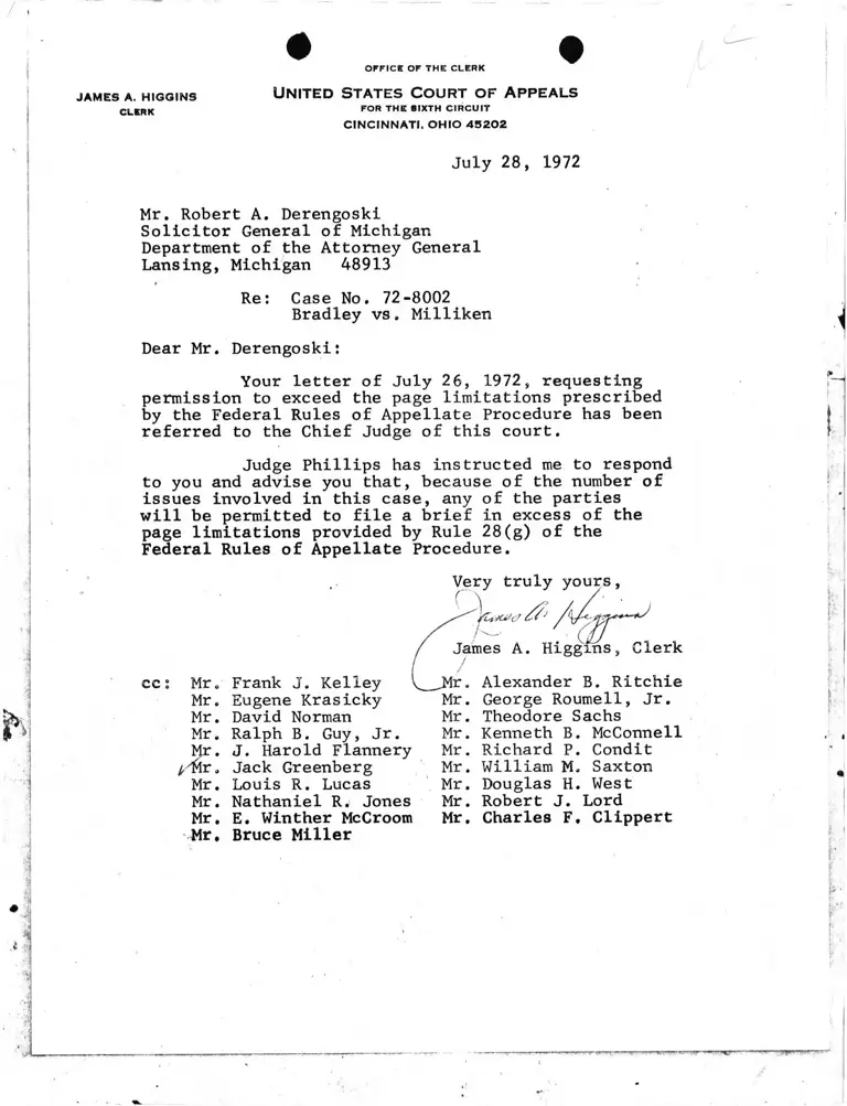 Letter from court to Solicitor General Derengoski RE: Permission to File in Excess preview
