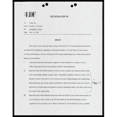 Memo to Cox from Wooten RE: Research Issues and Revisions preview