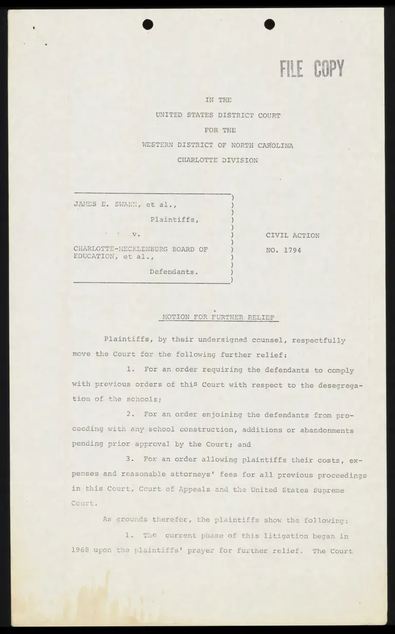 Motion for Further Relief preview