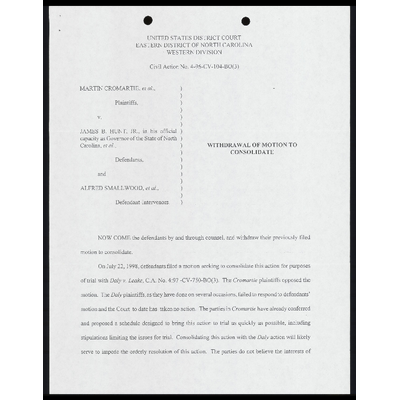 Withdrawal of Motion to Consolidate with Certificate of Service preview