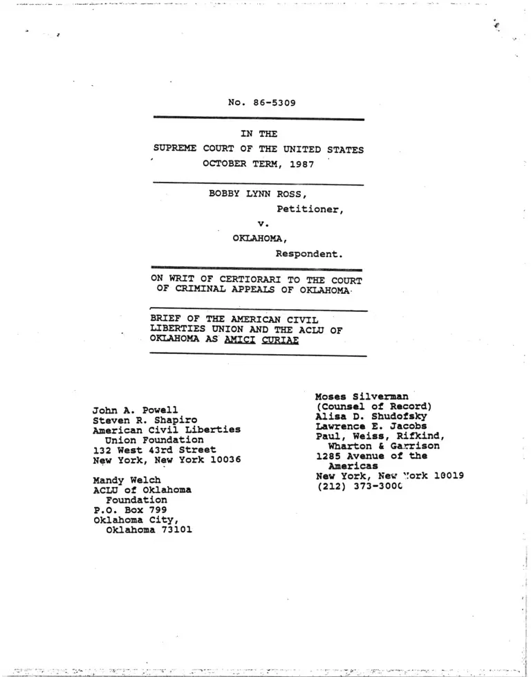 Ross v OK Brief of Amici Curiae preview