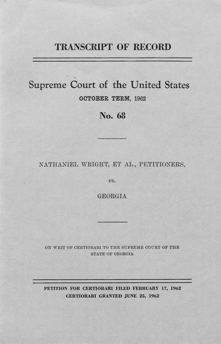 Wright v. Georgia Transcript of Record preview