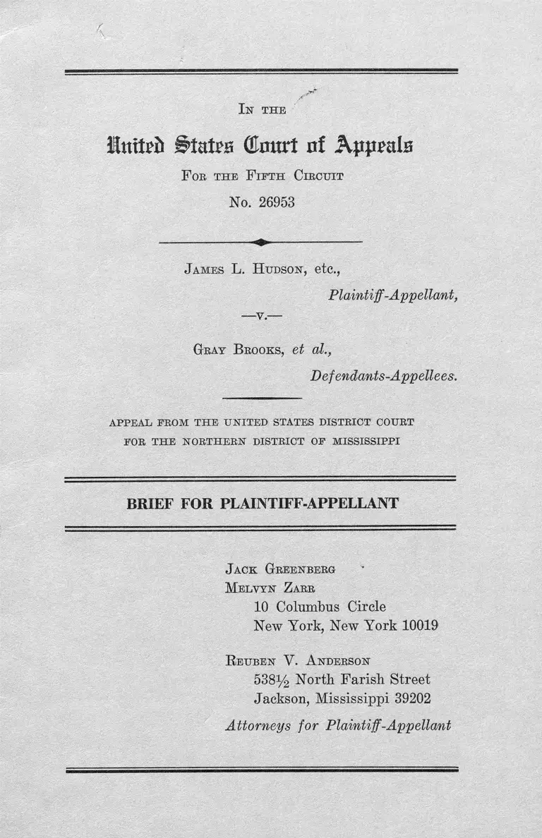 Hudson v. Brooks Brief for Plaintiff-Appellant preview