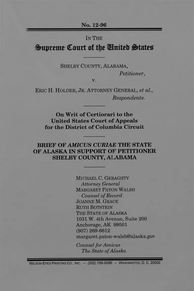 Shelby County v. Holder Brief Amicus Curiae preview