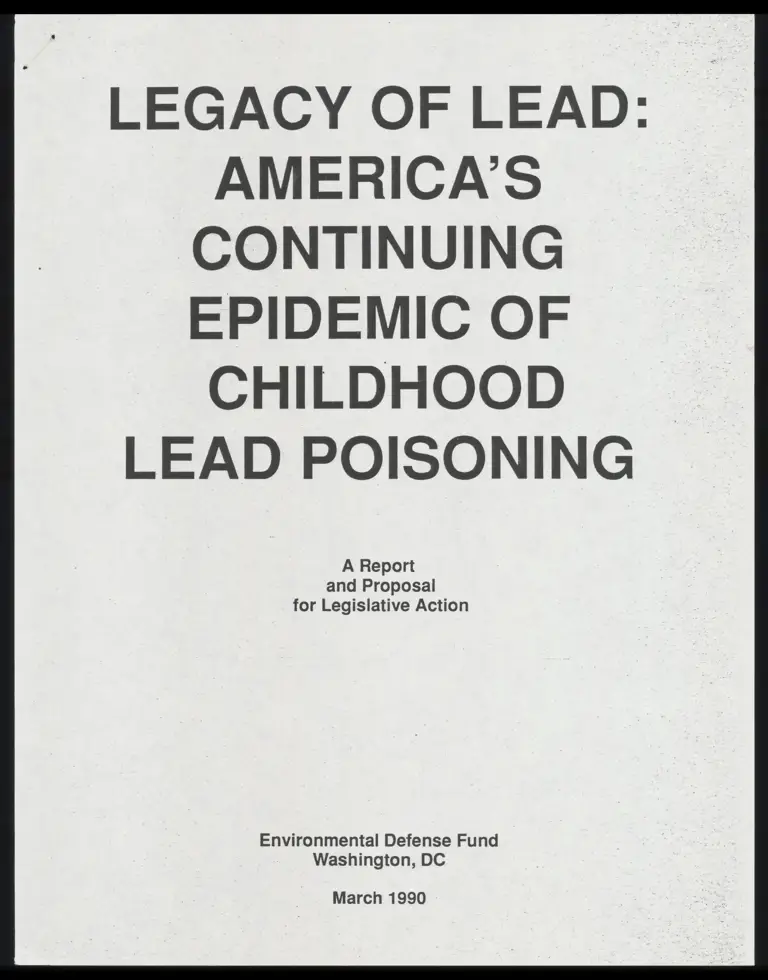 Legacy of Lead: Report and Proposal for Legislative Action preview