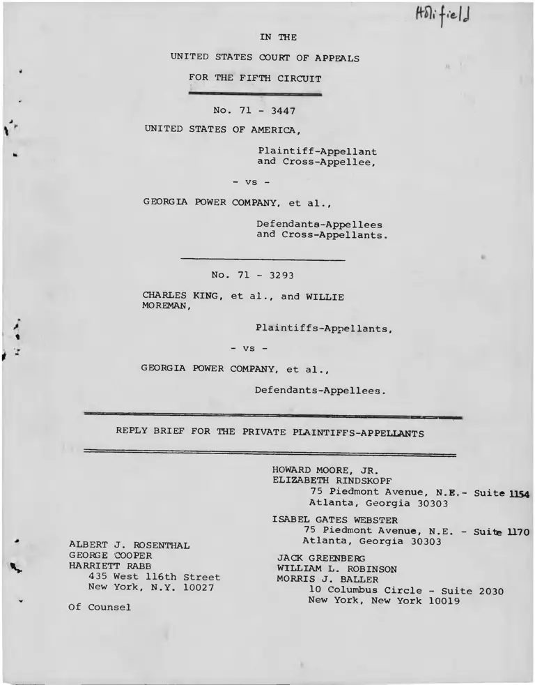 United States v. Georgia Power Company Reply Brief for Plaintiffs-Appellants preview