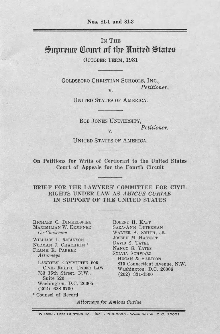 Brief for the Lawyers’ Committee for Civil Rights Under Law as Amicus Curiae in Support of the United States preview