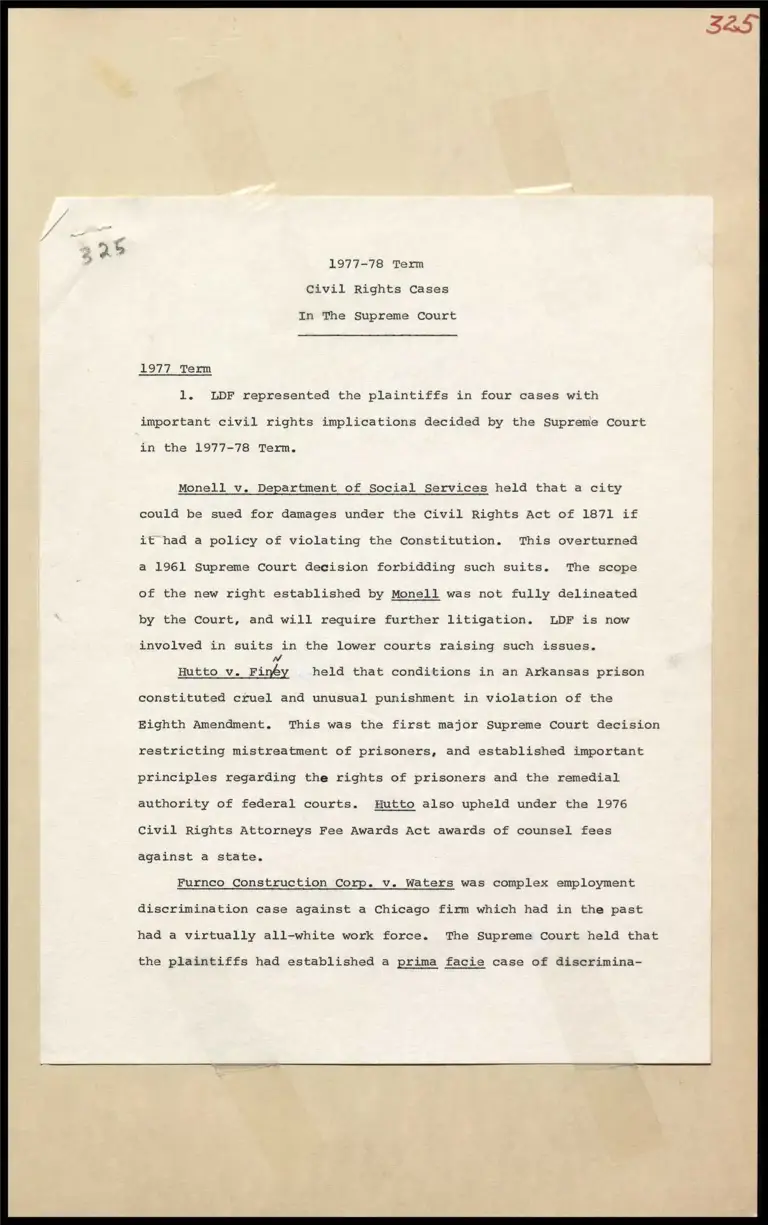 1977-78 Term Civil Rights Cases in the Supreme Court preview