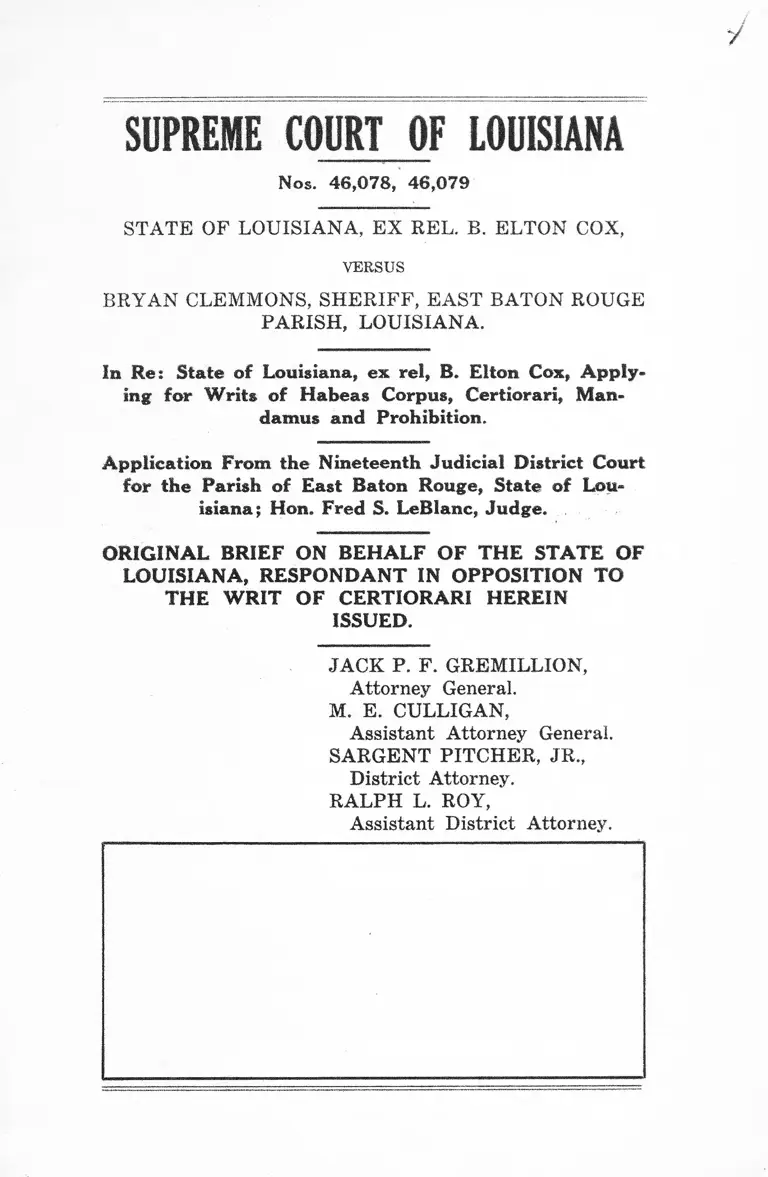 State of Louisiana v. Bryan Clemmons Brief in Opposition to Writ of Certiorari preview