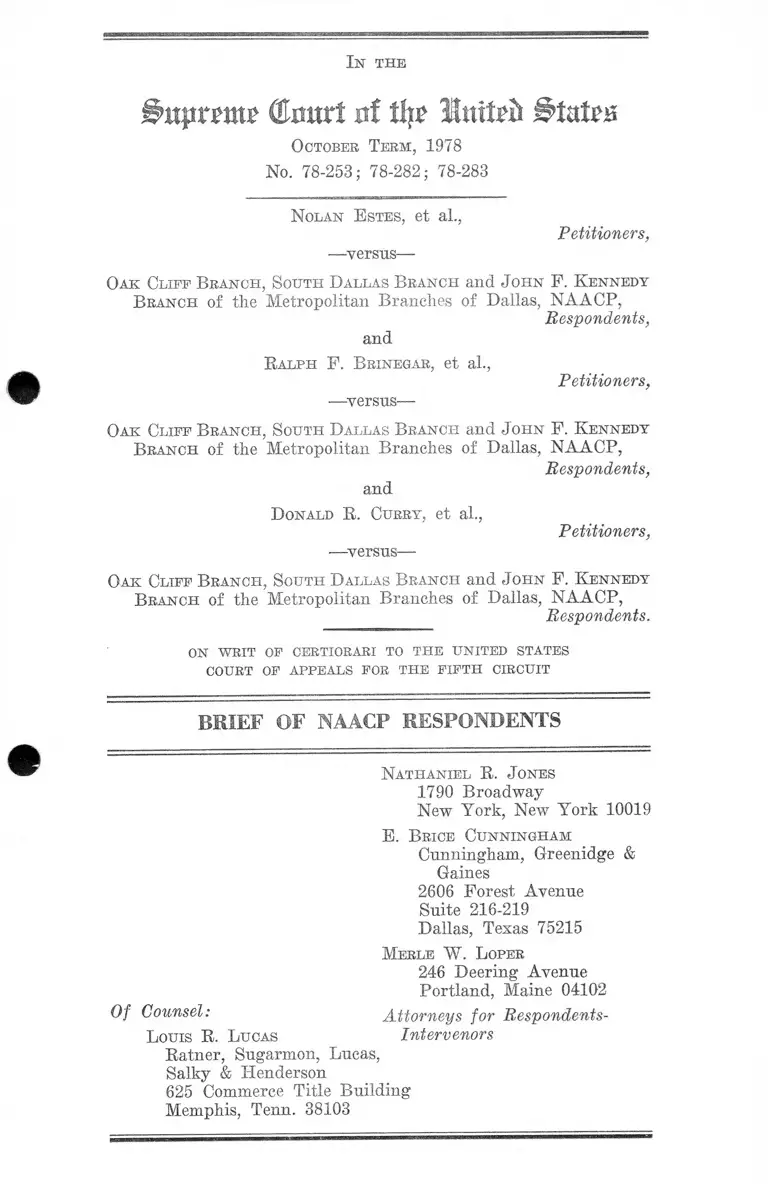 Estes v. Dallas NAACP Brief of NAACP Respondents preview