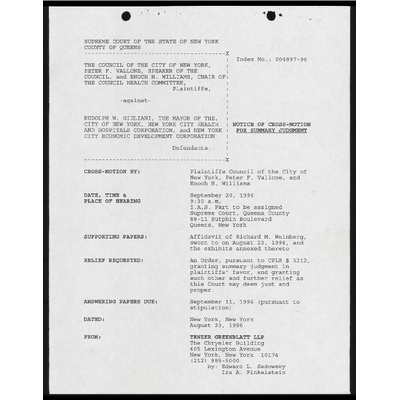 Notice of Cross-Motion for Summary Judgment; Affidavit of Richard M. Weinberg in Support preview