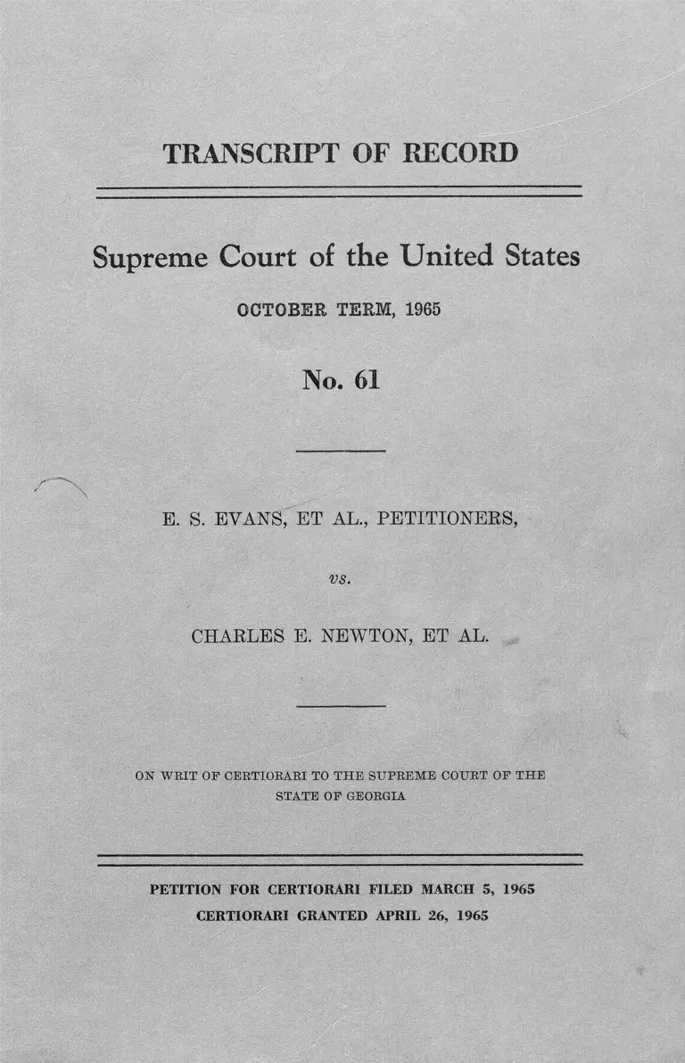 Evans v. Newton Transcript of Record preview