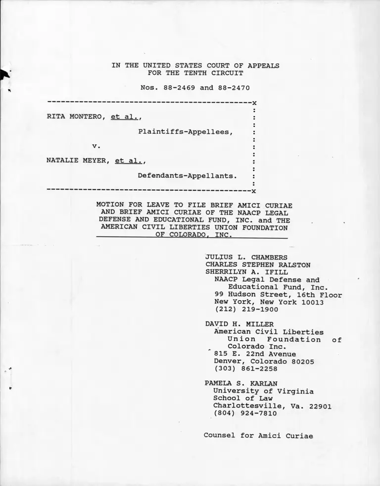 Montero v. Meyer Motion for Leave to File and Brief Amici Curiae preview