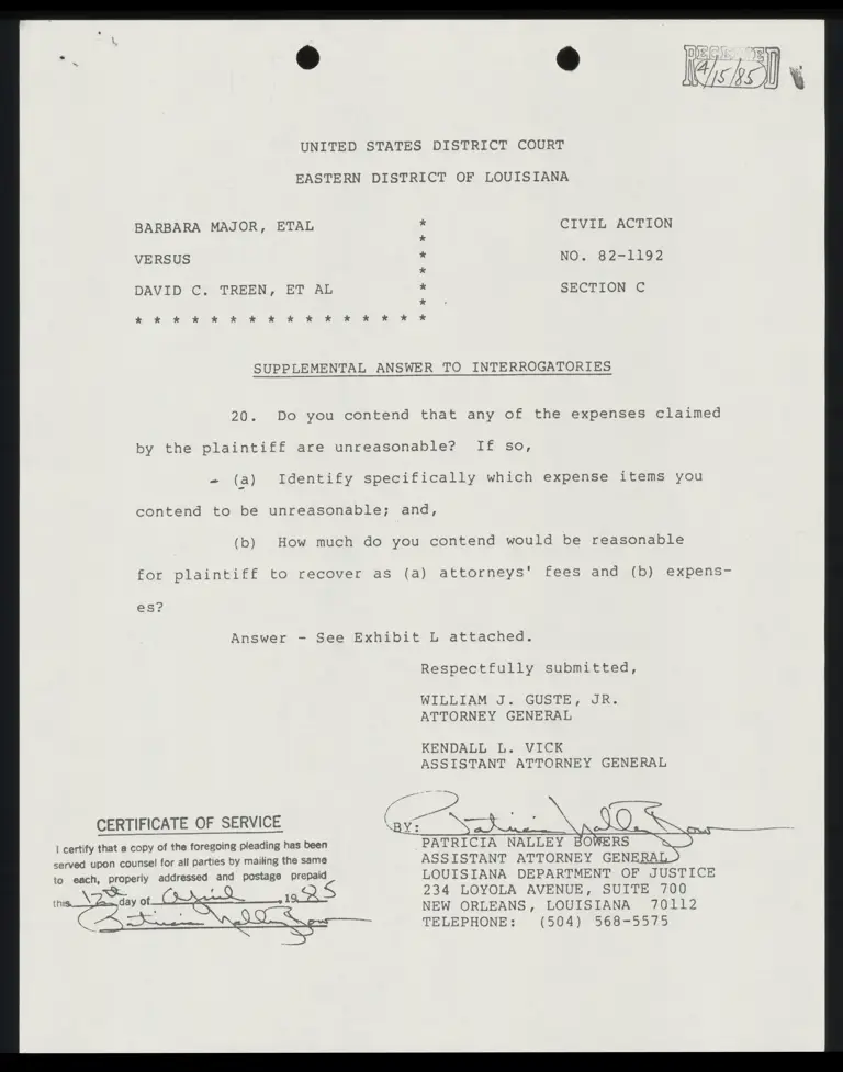 Supplemental Answer to Interrogatories preview