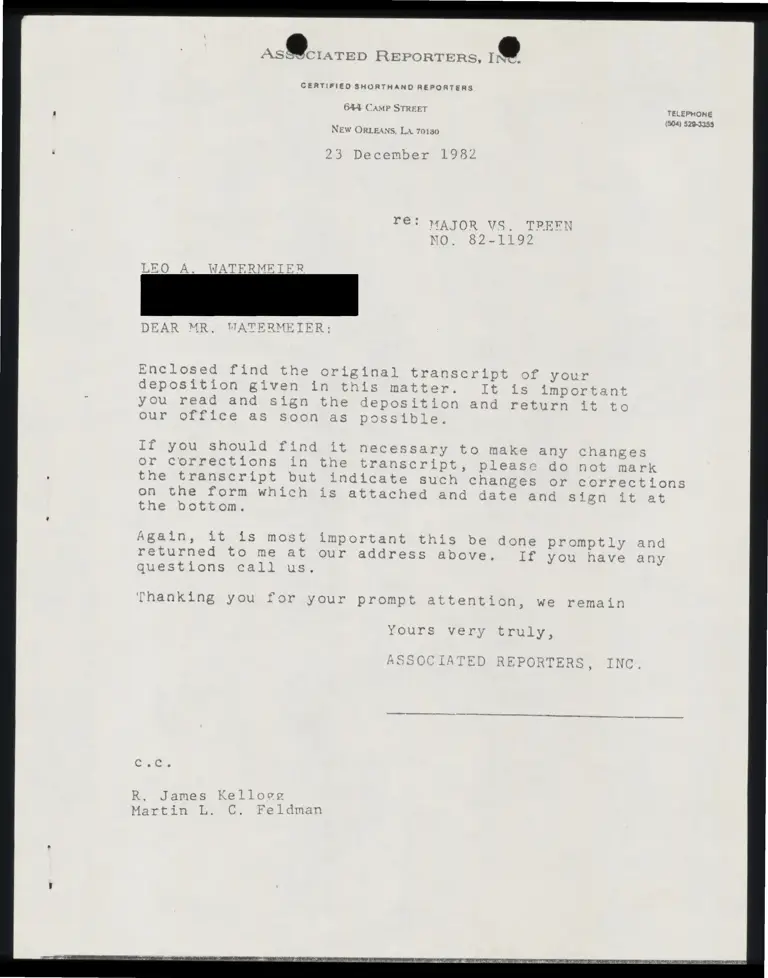 Deposition of Leo A. Watermeier (Redacted) preview