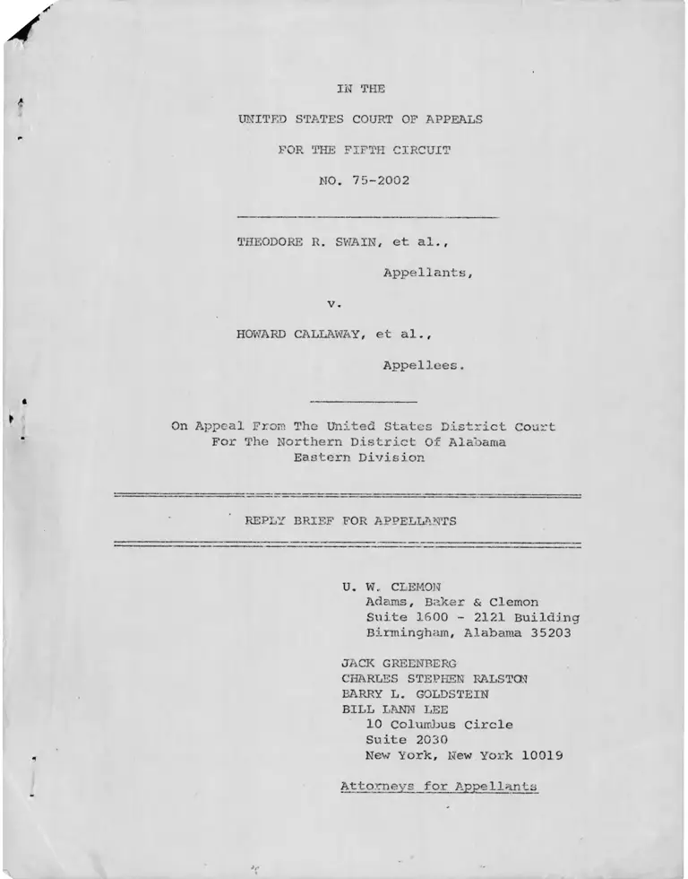 Swain v. Callaway Reply Brief for Appellants preview