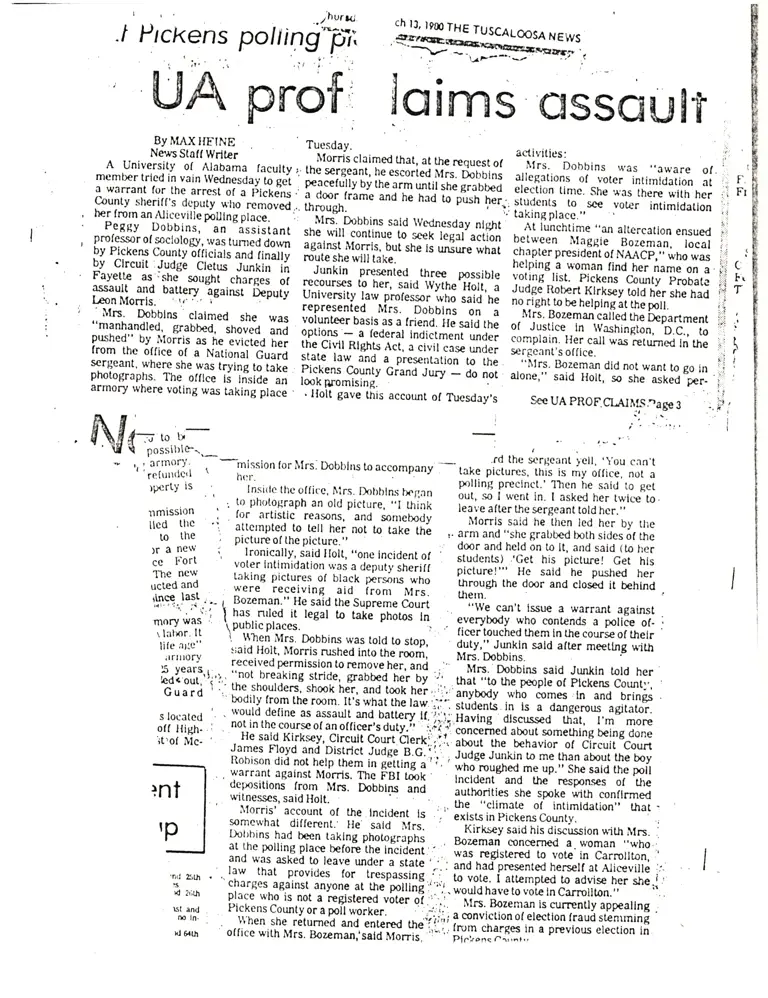 UA Prof Claims Assault News Clipping preview