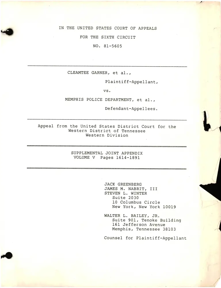 Supplemental Joint Appendix Volume V preview